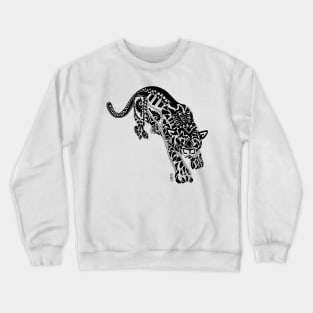 mexican cougar cat ecopop in totonac tribal patterns in the mayan jungle Crewneck Sweatshirt